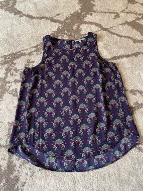 Daniel Rainn Navy Floral-Print Sleeveless Shell